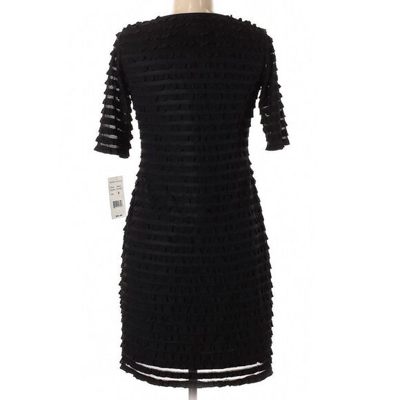 Ronni Nicole Black Scoop Neck Fringed Layered Dress Size 8 - Picture 5 of 9